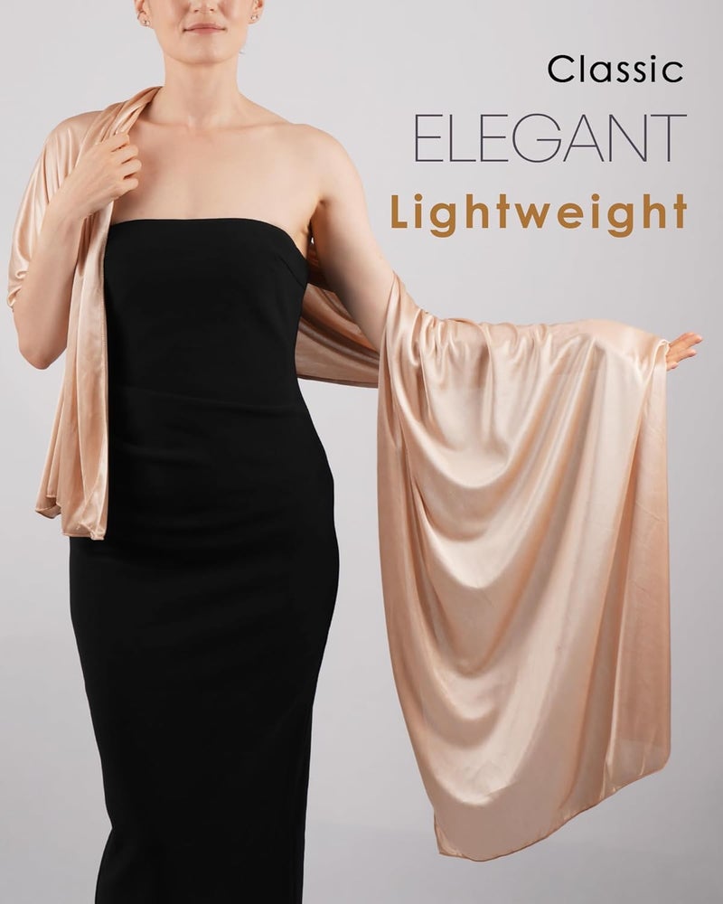 Sofier Satin Shawl Wraps for Women Evening Dresses Wedding Bridal Party Silky Scarf Formal Cover Up Bridesmaid Gifts - Image 4
